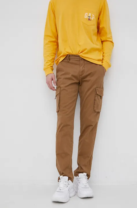 Παντελόνι Sisley ανδρικό, χρώμα: καφέ