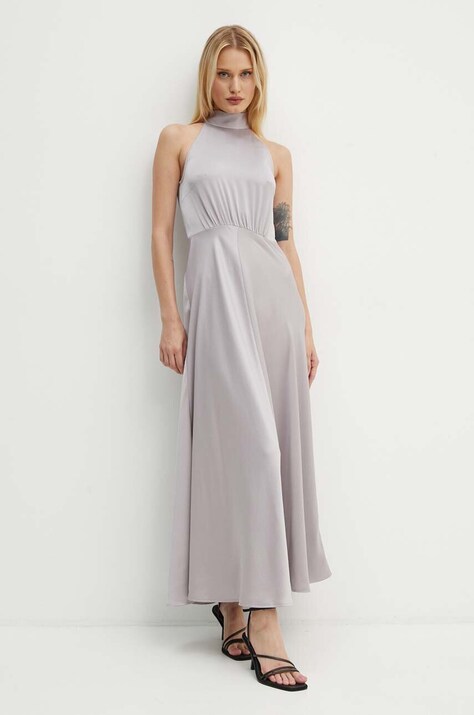 Samsoe Samsoe rochie Rheo culoarea gri, maxi, evazată, F20500071