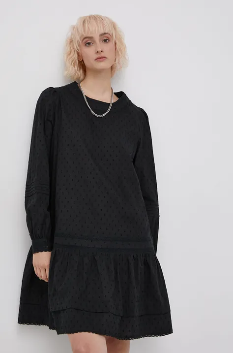 Bavlnené šaty Superdry čierna farba, mini, áčkový strih