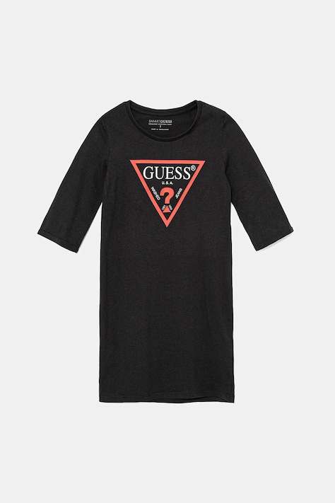 Dětské bavlněné šaty Guess černá barva, mini, jednoduché