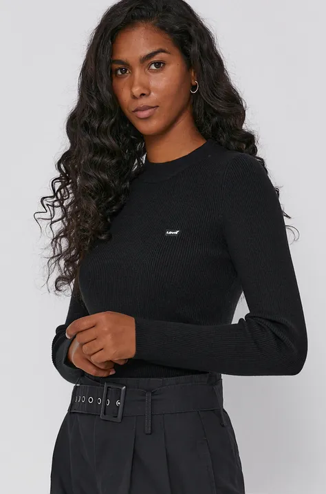 Пуловер Levi's дамски в черно от лека материя