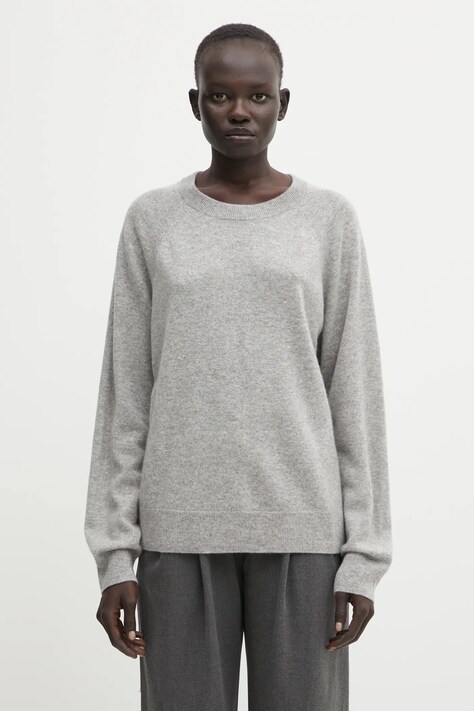 Samsoe Samsoe sweter kaszmirowy Boston kolor szary lekki F15322154