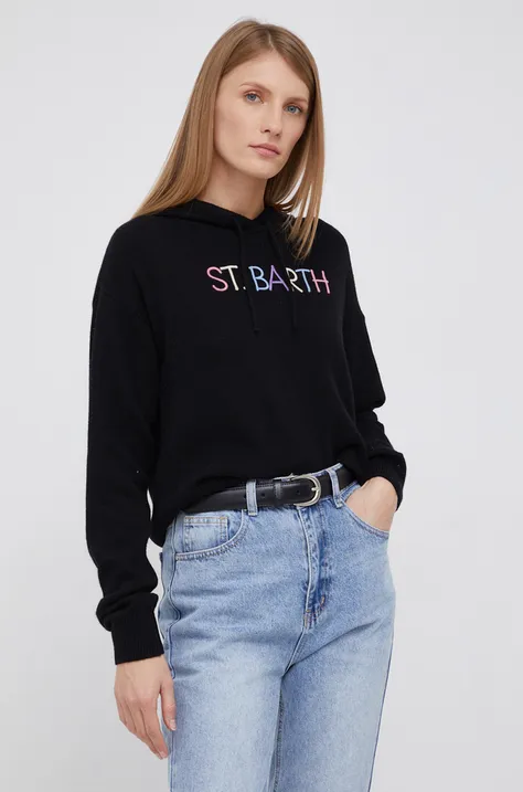 Volnen pulover MC2 Saint Barth ženski, črna barva,