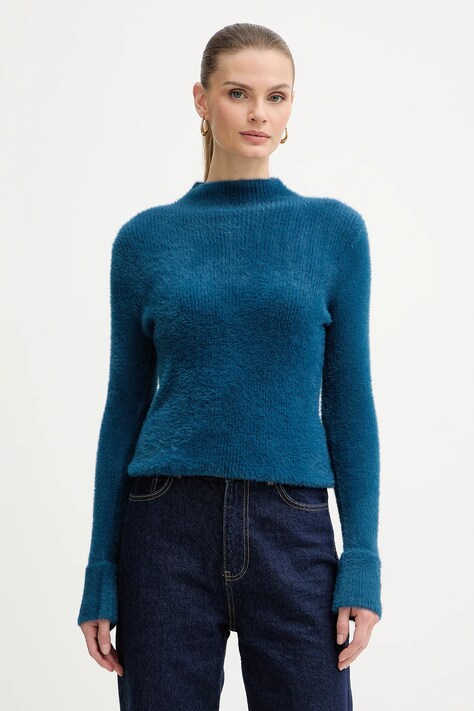 Morgan sweter MORIK.N damski kolor niebieski z półgolfem MORIK.N