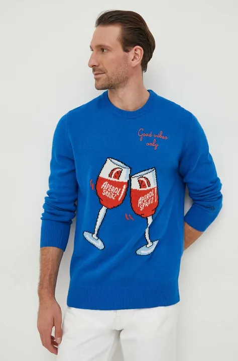 MC2 Saint Barth sweter wełniany męski kolor niebieski