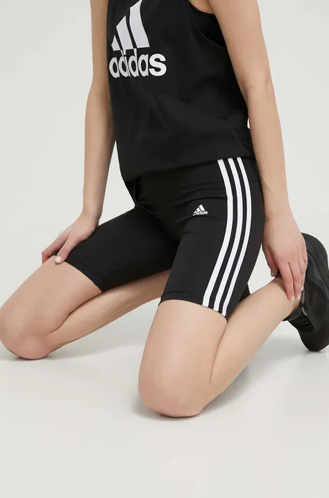 Шорты adidas женские цвет чёрный с аппликацией высокая посадка