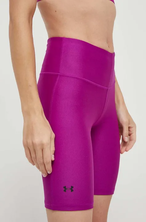 Tréninkové šortky Under Armour dámské, růžová barva, hladké, high waist, 1360939