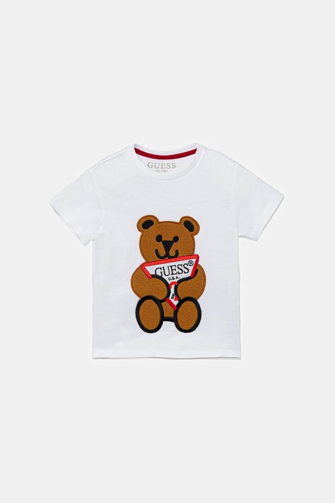 Guess Tricou copii culoarea alb, cu imprimeu