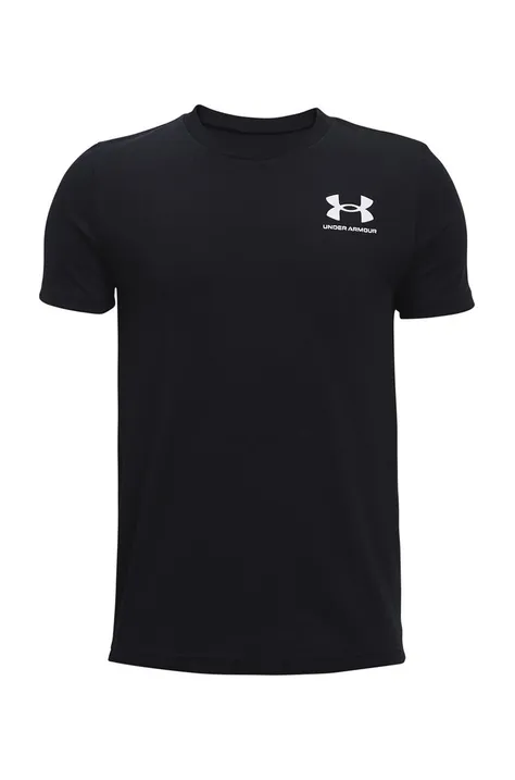 Detské tričko Under Armour čierna farba, jednofarebný