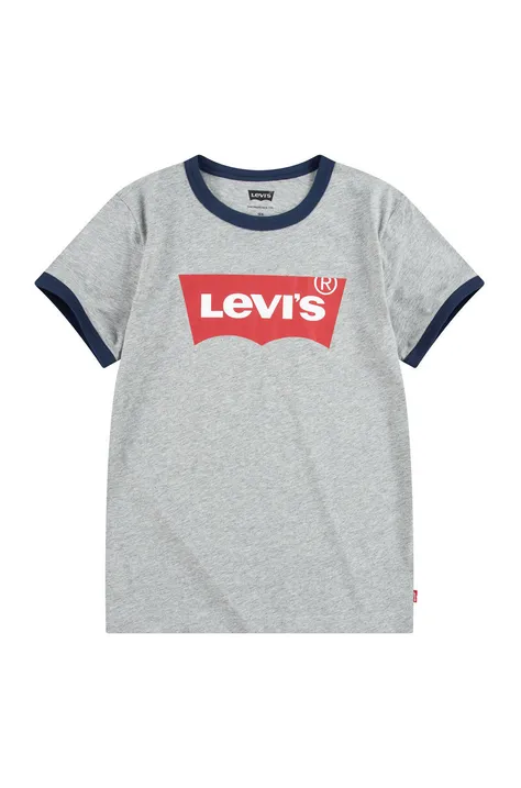 Детска тениска Levi's в сиво с принт