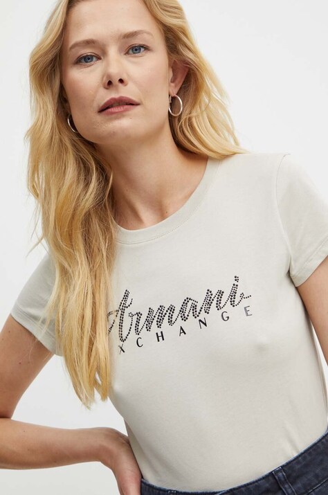 Armani Exchange t-shirt in cotone colore beige