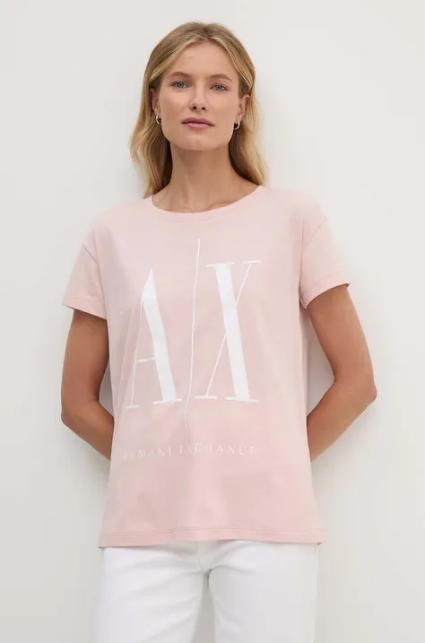 Бавовняна футболка Armani Exchange колір рожевий