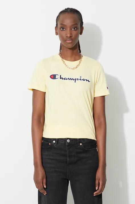 Champion t-shirt bawełniany kolor żółty 114472-WW001