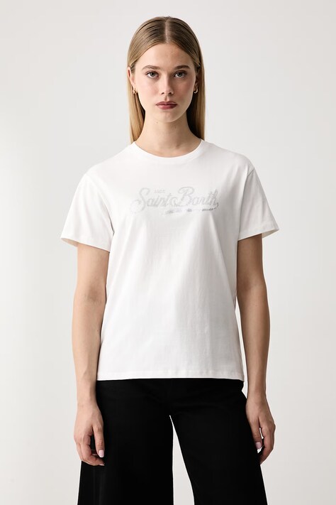 MC2 Saint Barth T-shirt damski bawełniany beżowy EMI0002