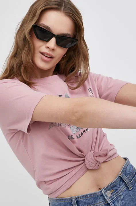 Superdry T-shirt bawełniany kolor różowy