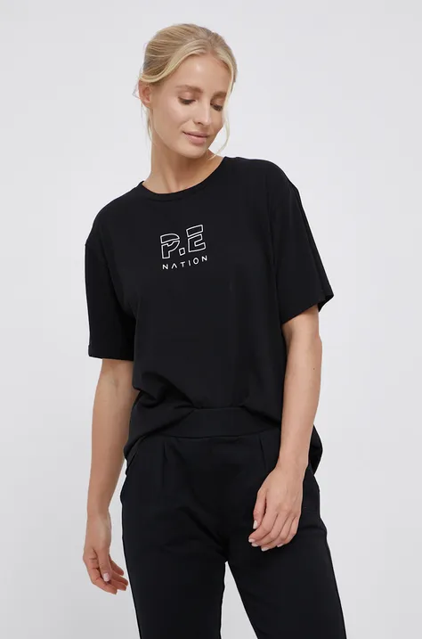 P.E Nation T-shirt bawełniany kolor czarny