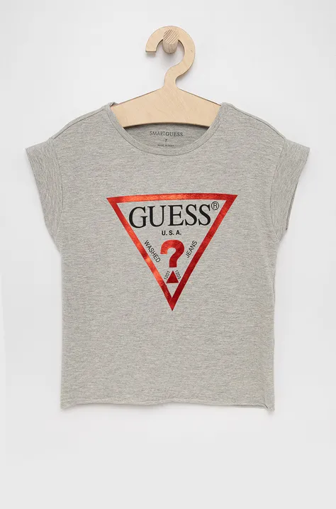 Dječja majica kratkih rukava Guess boja: siva