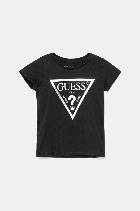 Guess Tricou de bumbac pentru copii culoarea negru
