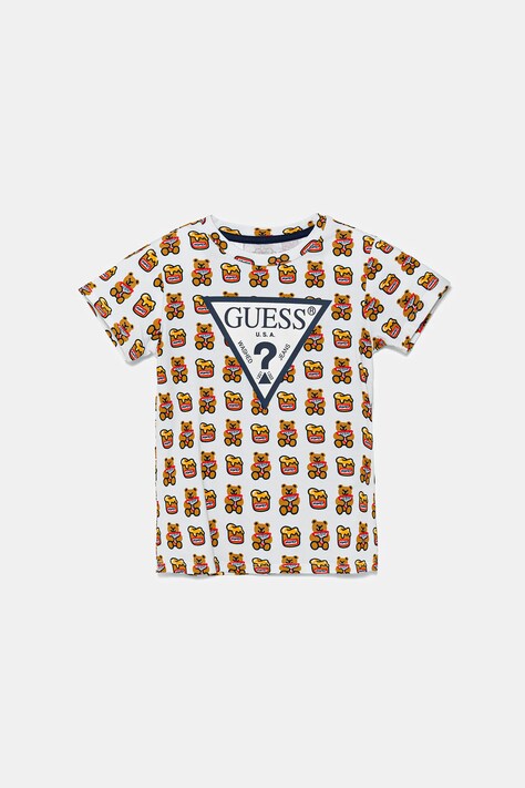 Dětské tričko Guess bílá barva, s potiskem
