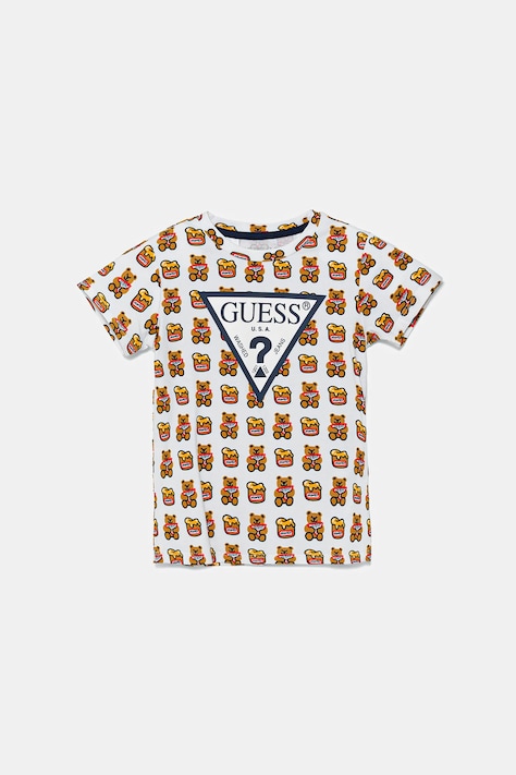 Дитяча футболка Guess колір білий з принтом