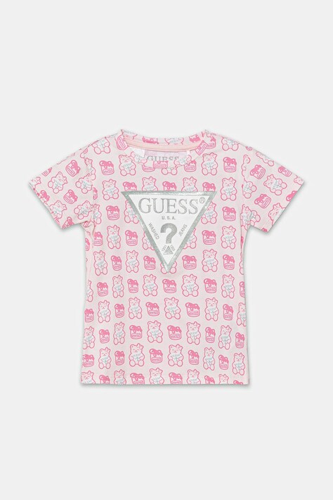 Guess Tricou copii culoarea roz, cu imprimeu