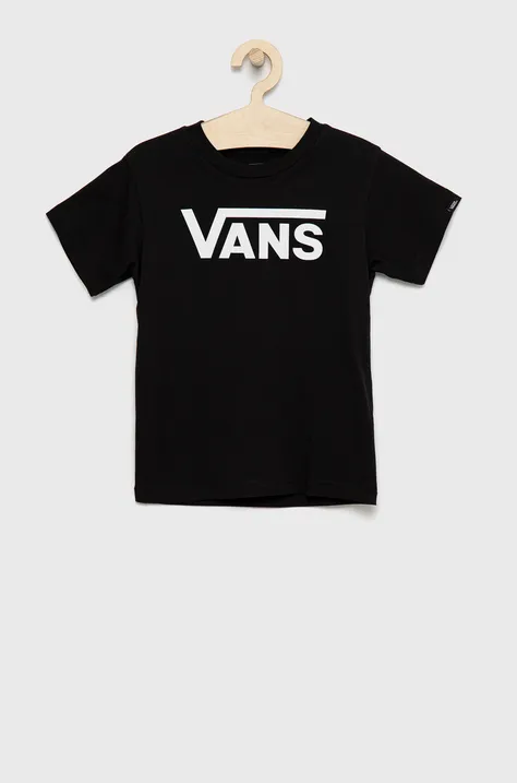 Vans T-shirt bawełniany dziecięcy kolor czarny z nadrukiem
