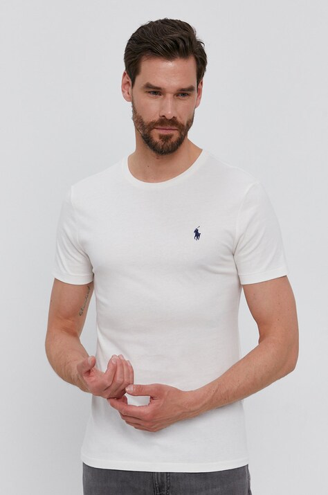 Polo Ralph Lauren T-shirt 710671438186 męski kolor kremowy gładki