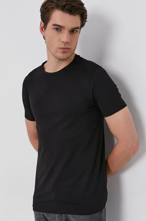 Kratka majica HUGO moški, črna barva