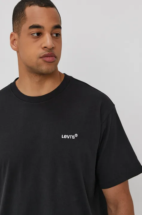 Tričko Levi's pánské, černá barva, hladké, A0637.0001-Blacks