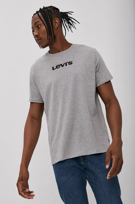 Tričko Levi's pánské, šedá barva, s potiskem