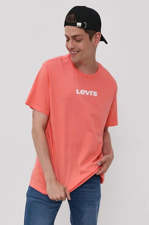 Тениска Levi's мъжка в оранжево с принт