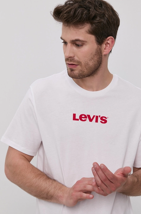 Μπλουζάκι Levi's ανδρικό, χρώμα: άσπρο