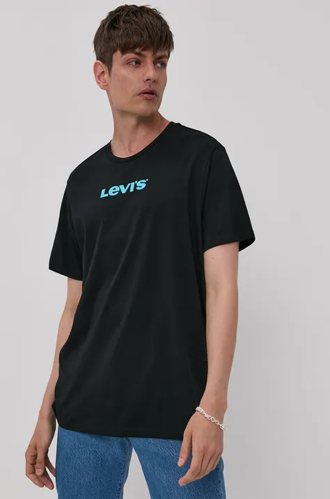 Tričko Levi's pánské, černá barva, s potiskem