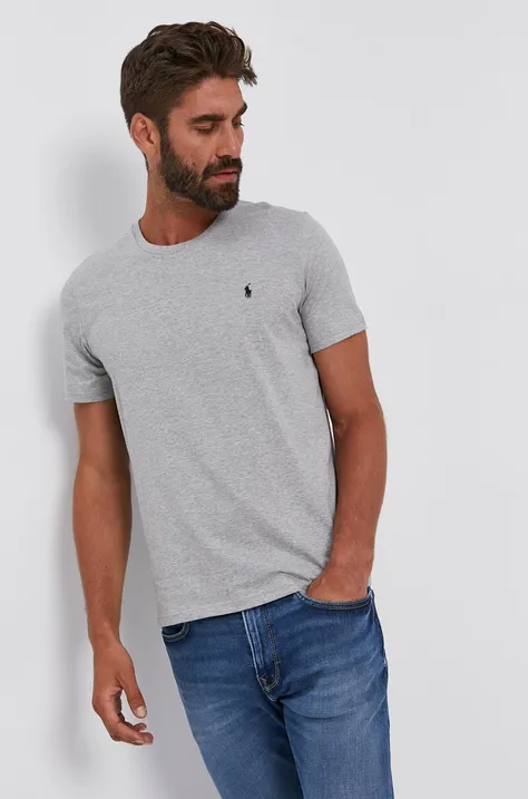 Bombažen t-shirt Polo Ralph Lauren siva barva
