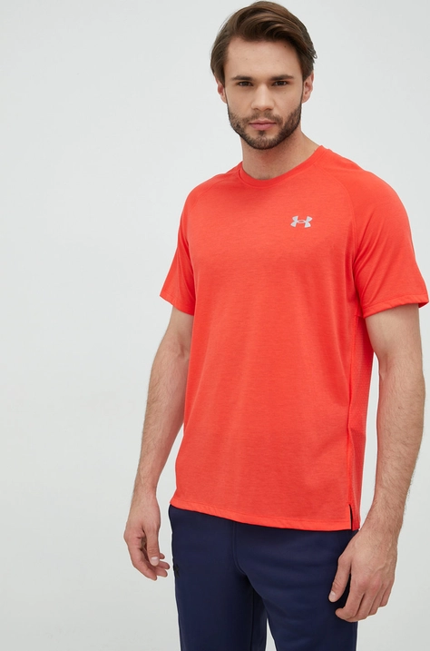 Majica kratkih rukava za trčanje Under Armour boja: crvena, jednobojni model