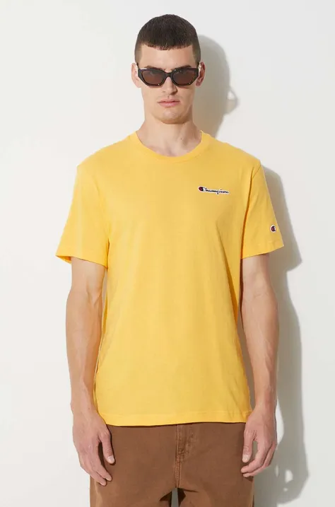 Champion t-shirt bawełniany kolor żółty gładki 216480-RS506
