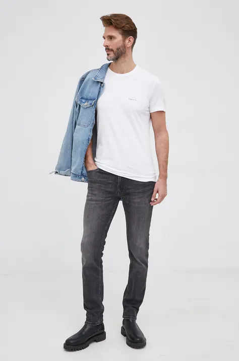 Versace t-shirt męski kolor biały gładki AUU04023