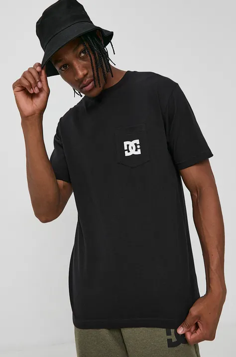 DC T-shirt bawełniany kolor czarny z nadrukiem