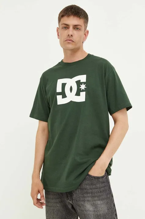 DC t-shirt bawełniany kolor zielony z nadrukiem