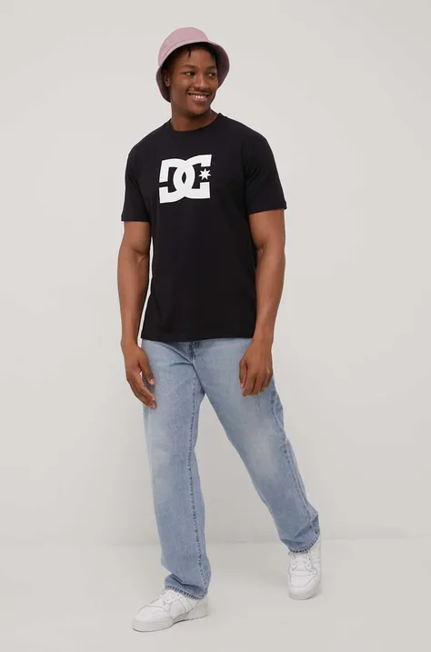 DC t-shirt bawełniany kolor czarny z nadrukiem
