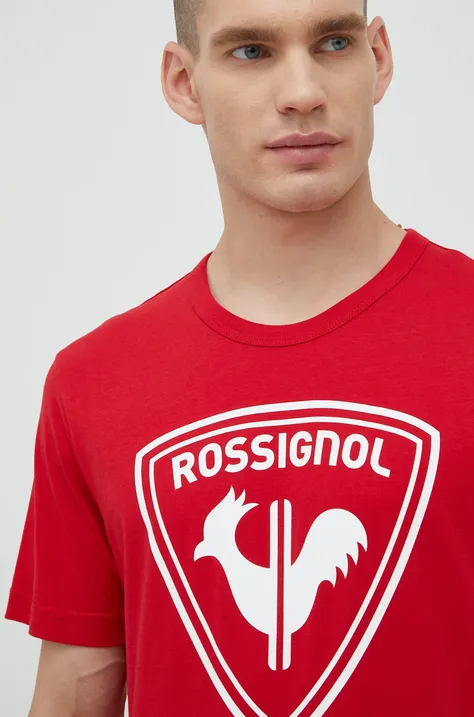 Rossignol t-shirt bawełniany kolor czerwony z nadrukiem
