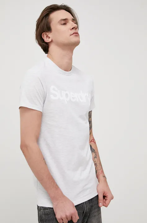 Superdry t-shirt męski kolor szary z nadrukiem