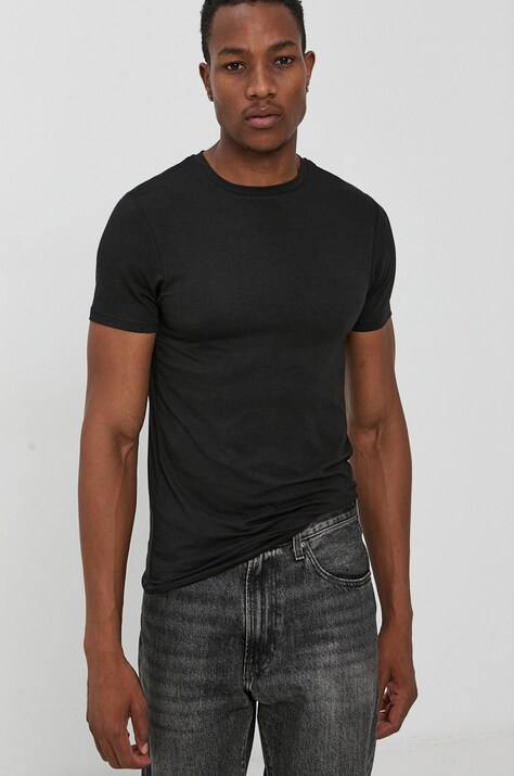 Resteröds Tricou (2-pack) bărbați, culoarea negru, material neted