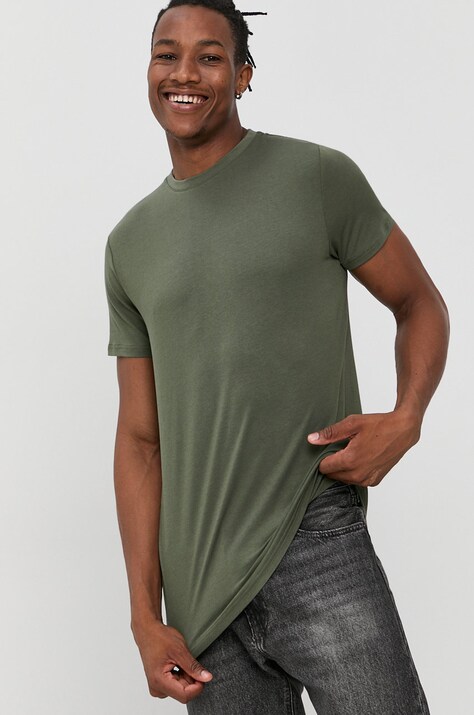 Resteröds Tricou bărbați, culoarea verde, material neted