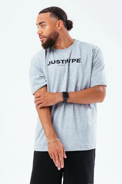Бавовняна футболка Hype колір сірий з принтом
