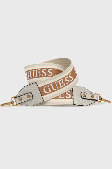 Λουρί τσάντας Guess γυναικεία, χρώμα: μπεζ