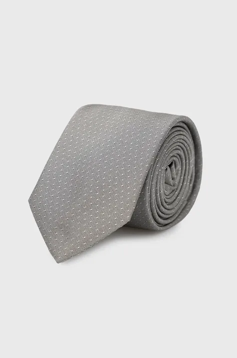 HUGO krawat jedwabny 50474119 kolor szary
