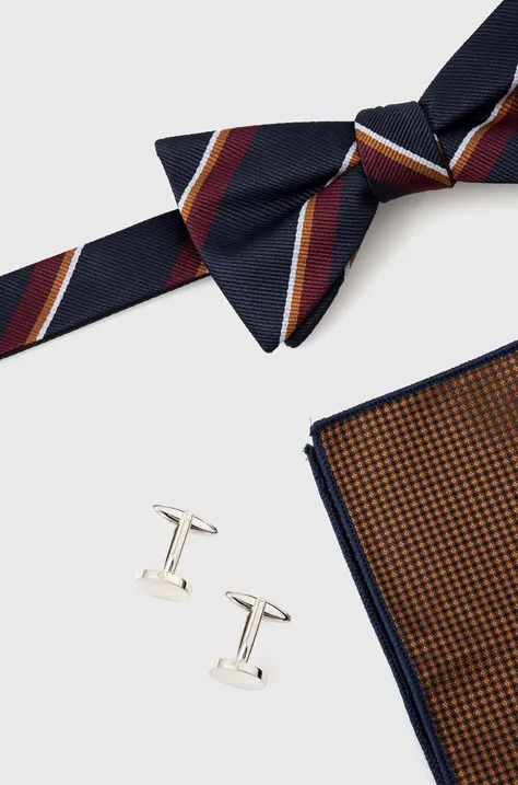 Набір - краватка-метелик, хустка і запонки для манжетів Selected Homme колір синій
