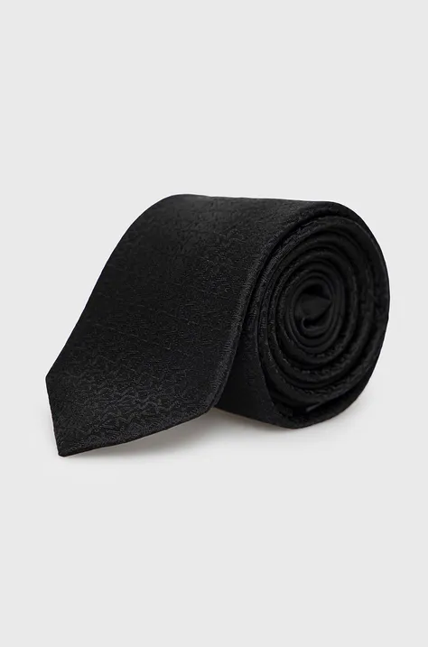 Hedvábná kravata Michael Kors černá barva