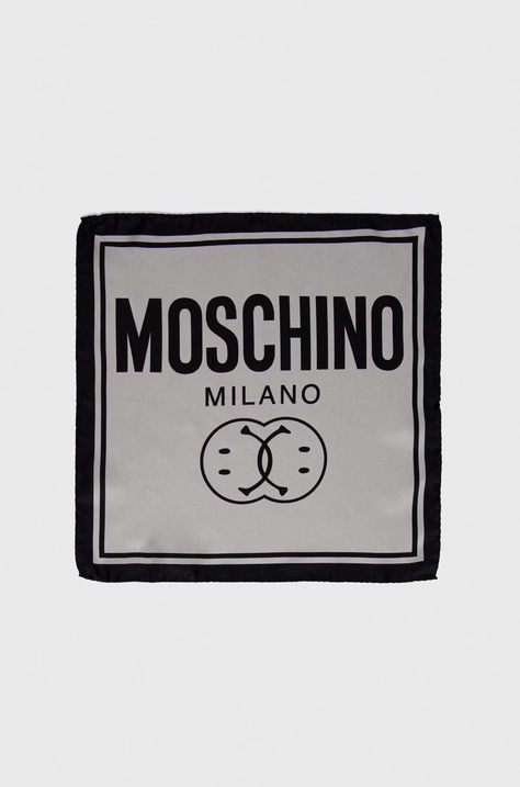 Moschino poszetka jedwabna x Smiley kolor szary